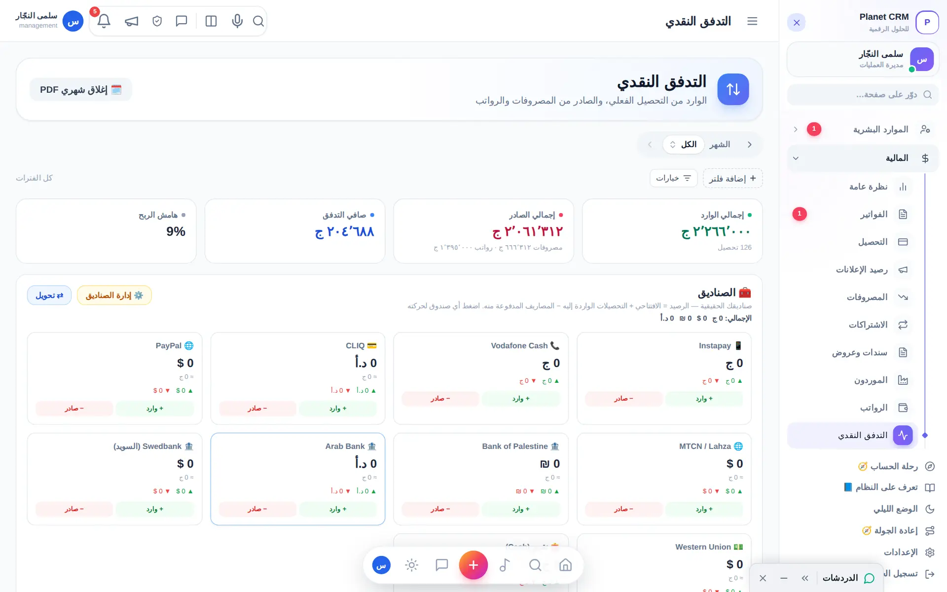 Cash flow across wallets, banks and payment channels